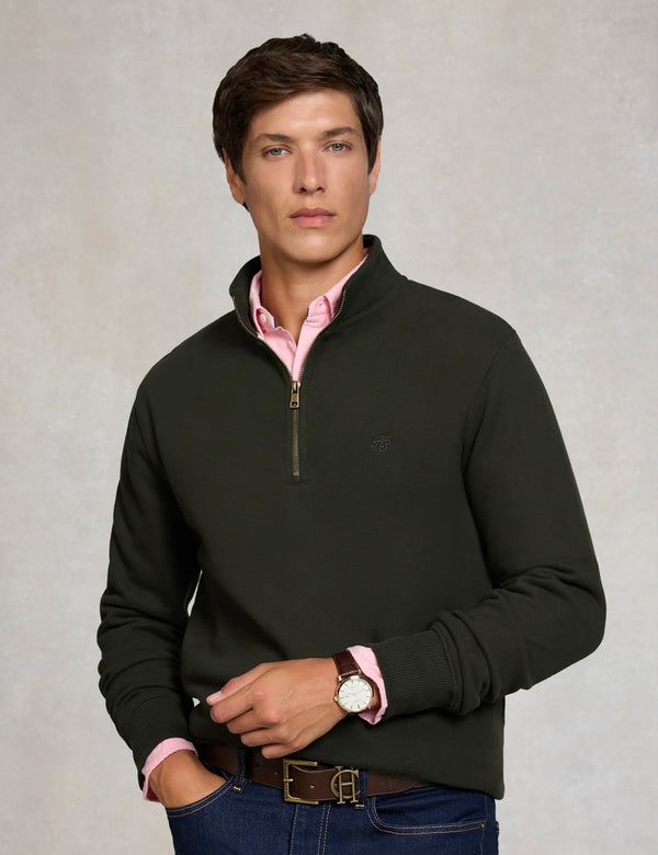 Holland Cooper Men's Quarter Zip Sweat Racing Green