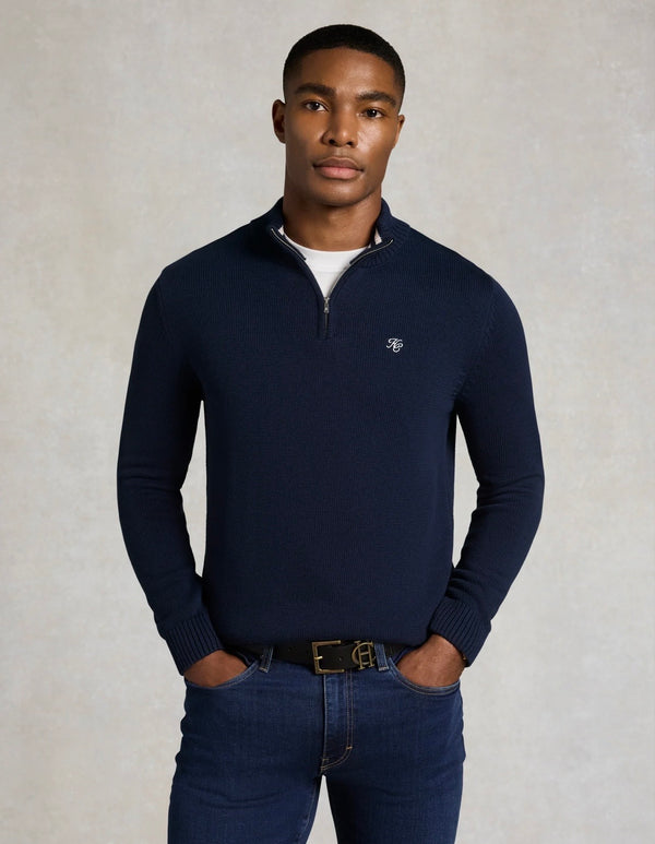 Holland Cooper Men's Quarter Zip Knit Ink Navy