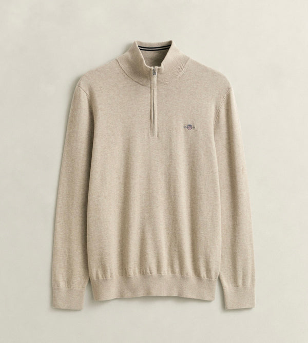 GANT Classic Cotton Half-Zip Sweater oat melange