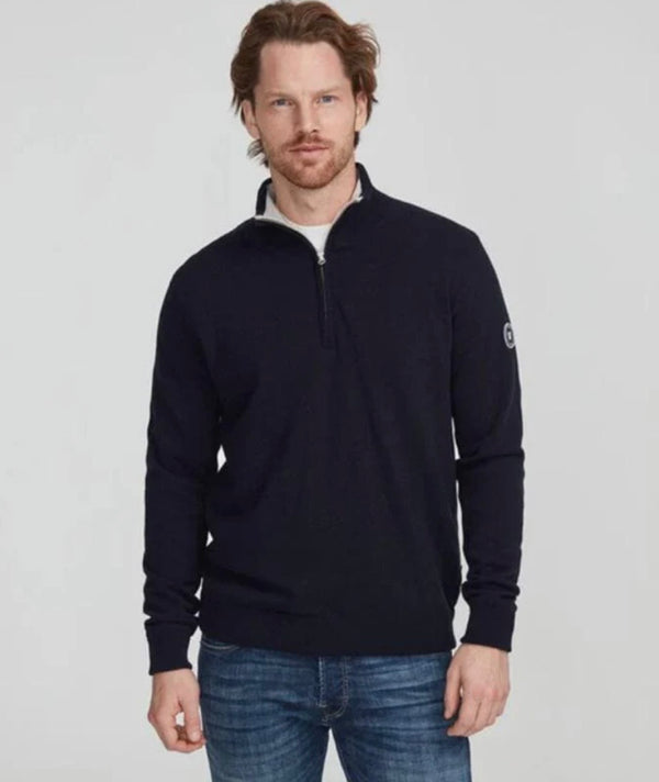 Holebrook Duncan Windproof Mens 1/4 Zip Jumper - Navy