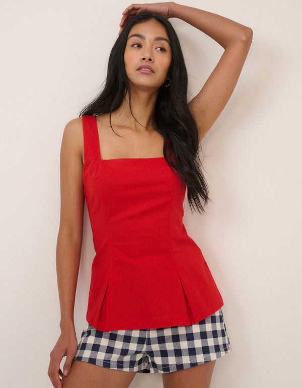 Nobody's Child Red Square Neck Waistcoat Top