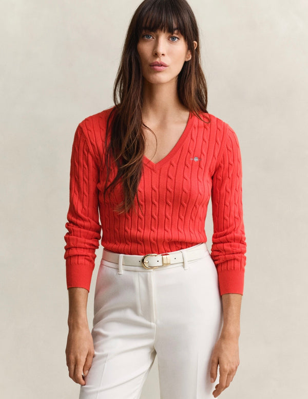 GANT Cable Knit V-Neck Sweater