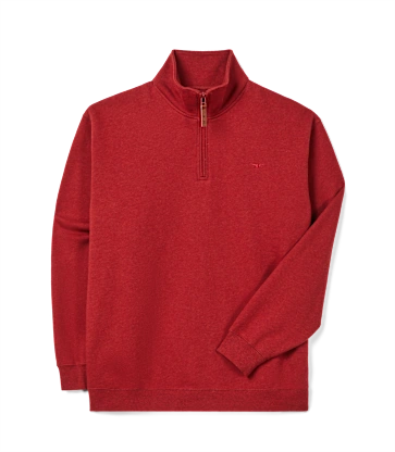 Red quarter-zip sweatshirt on a white background