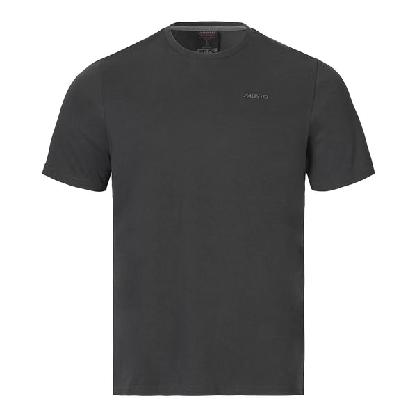 Grey t-shirt with a brand logo on a white background