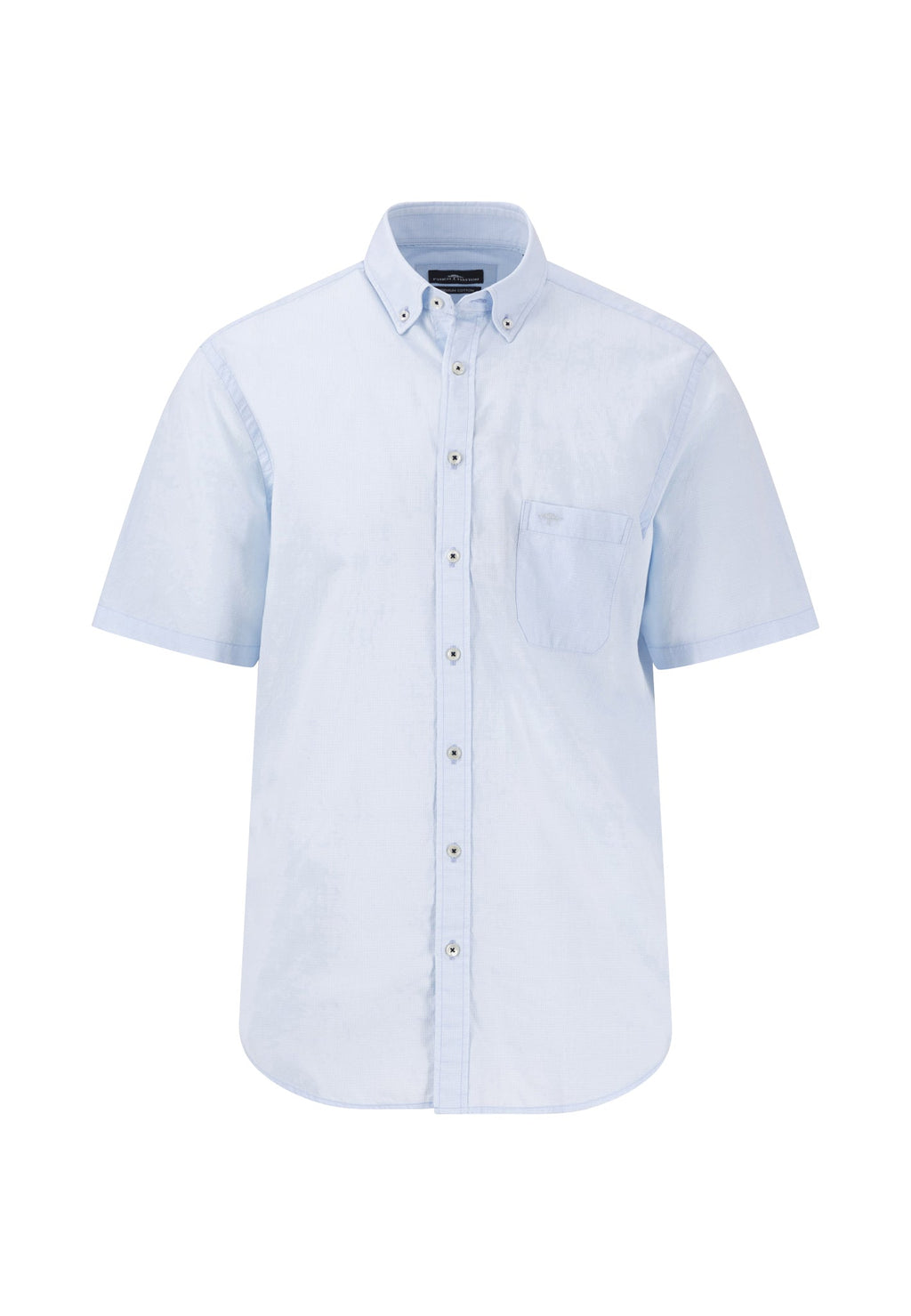 Light blue short-sleeve shirt on a white background