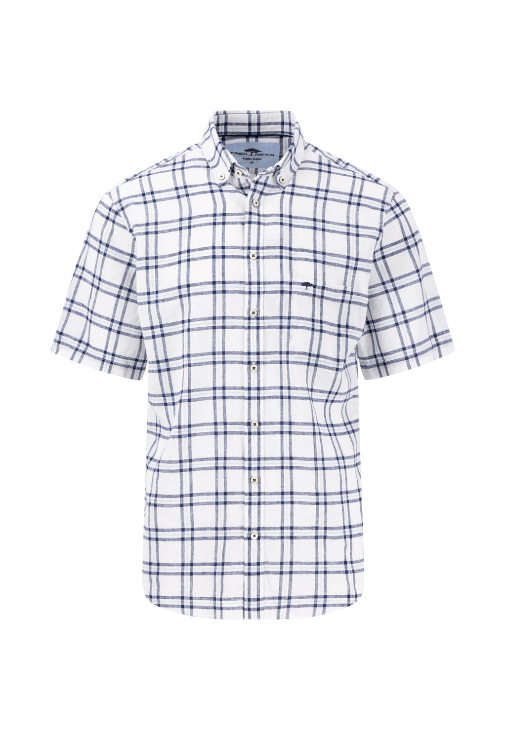 Plaid short-sleeve shirt on a white background