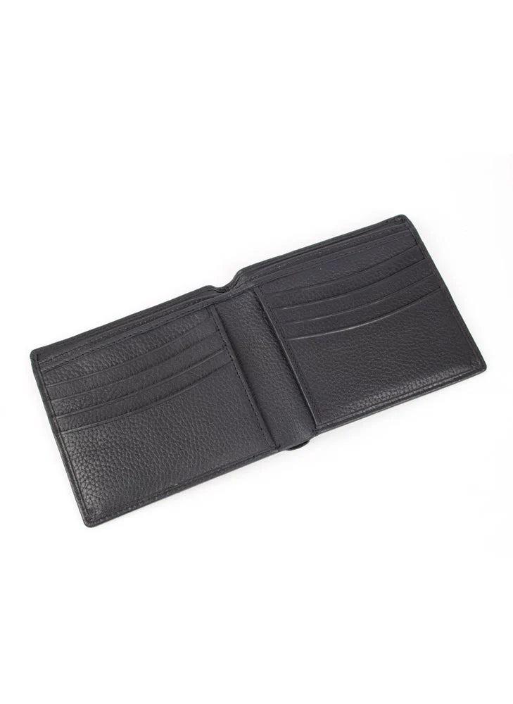 Black leather wallet on a white background