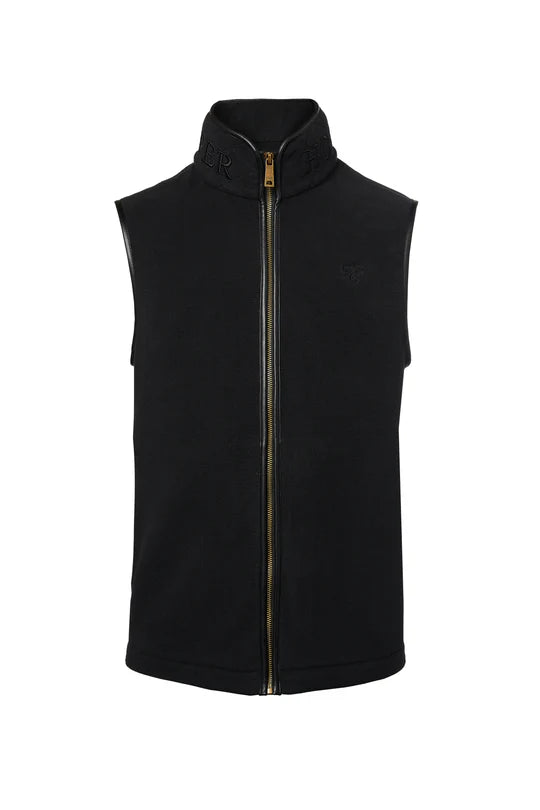 Black vest with a zipper on a white background