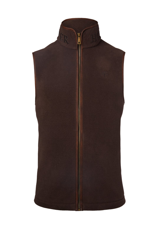 Brown fleece vest on a white background
