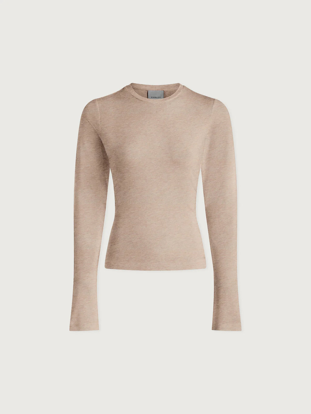Beige long-sleeve top on a light gray background