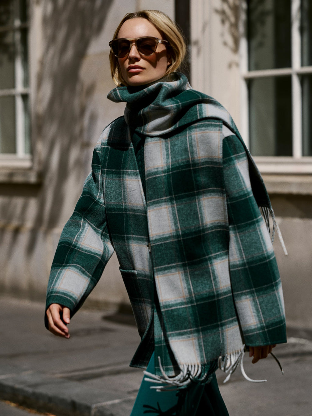 Varley Alderton Check Scarf Coat - Ponderosa Pine Check