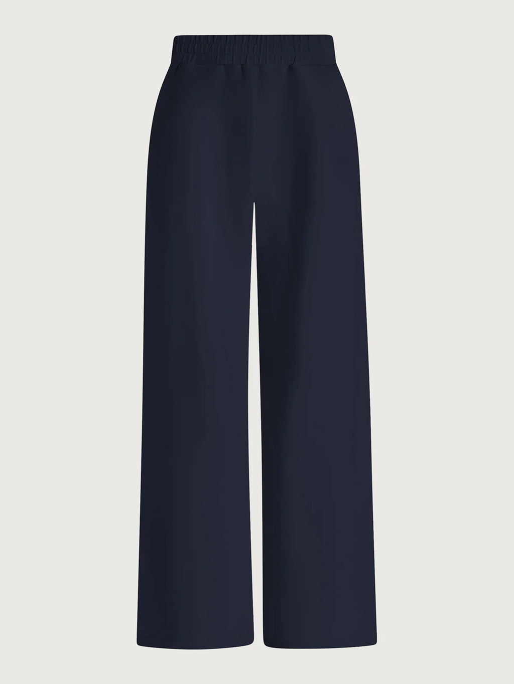 Navy wide-leg pants on a white background