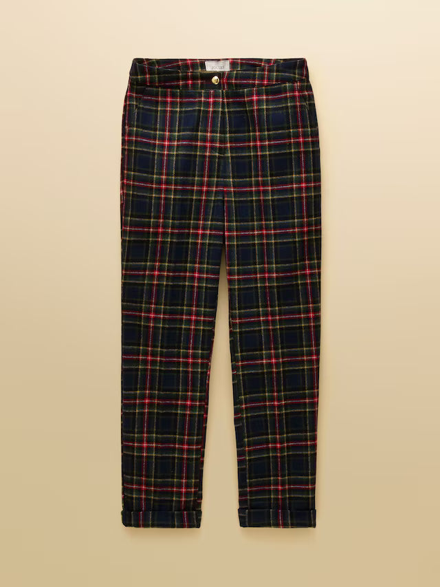Plaid pants on a beige background