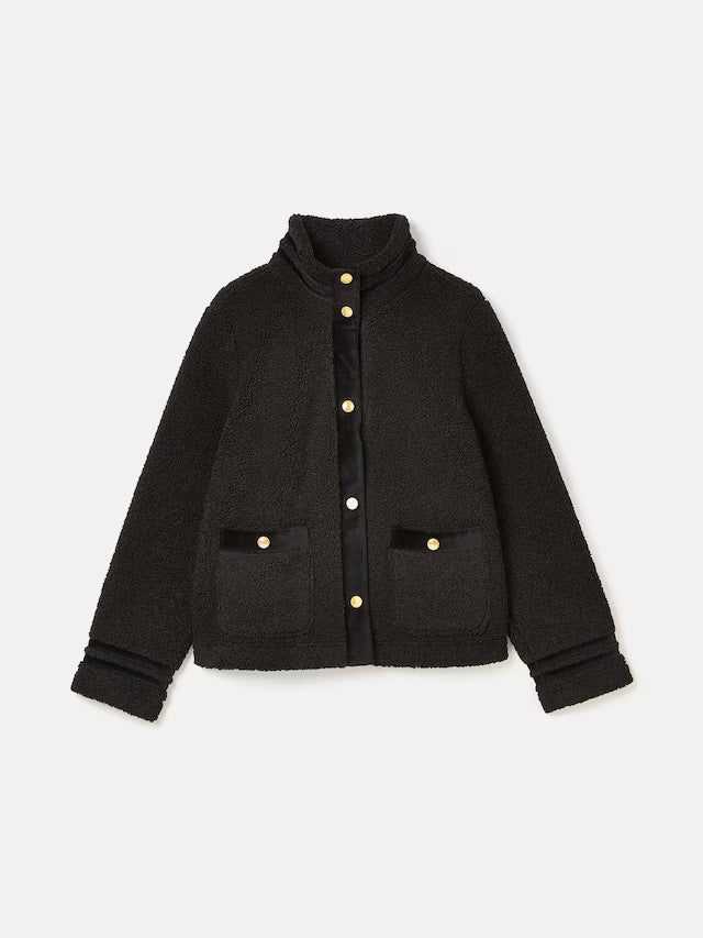 Black jacket with gold buttons on a white background