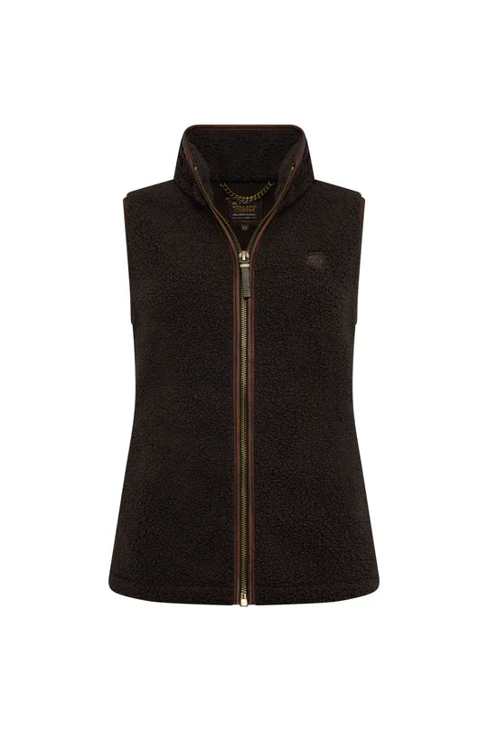 Brown fleece vest on a white background
