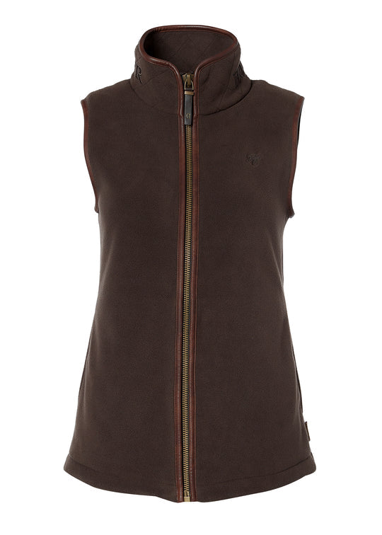 Brown fleece vest on a white background