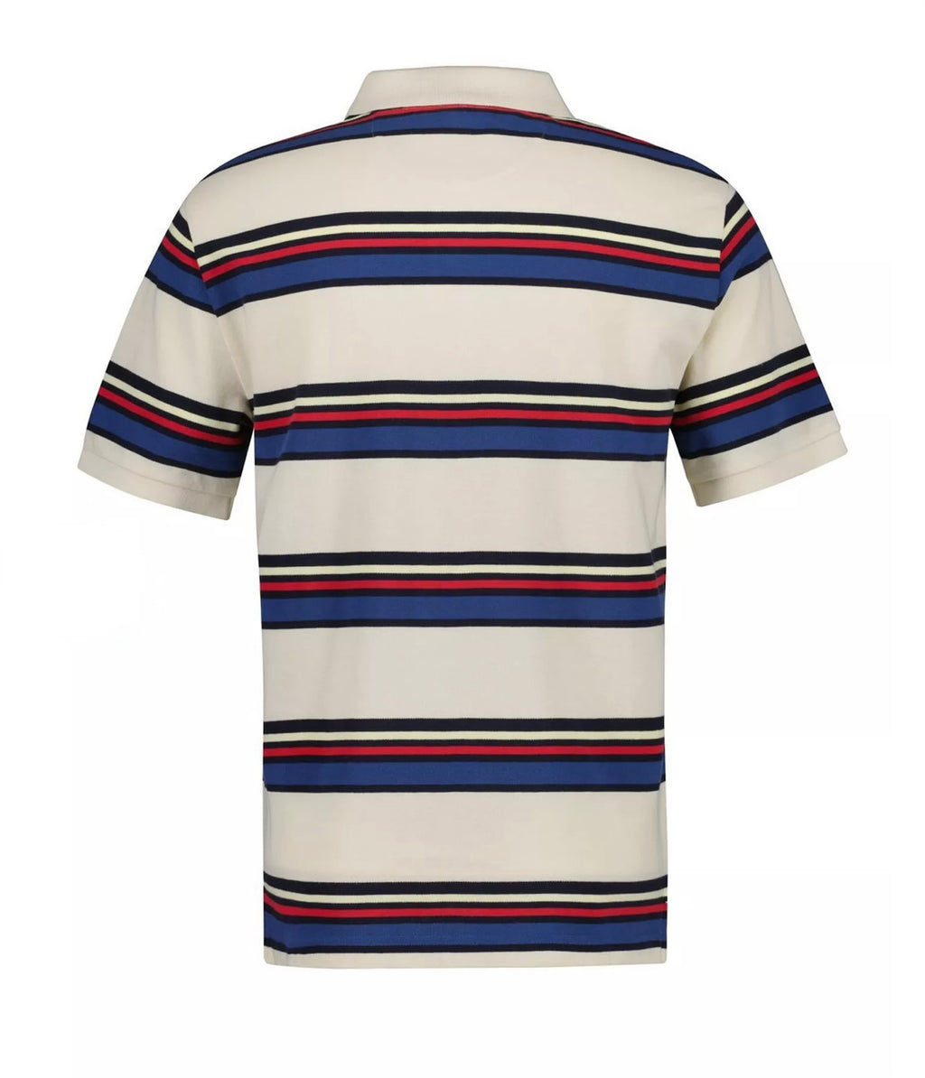 GANT Cotton Stripe Polo Top, Creamed White