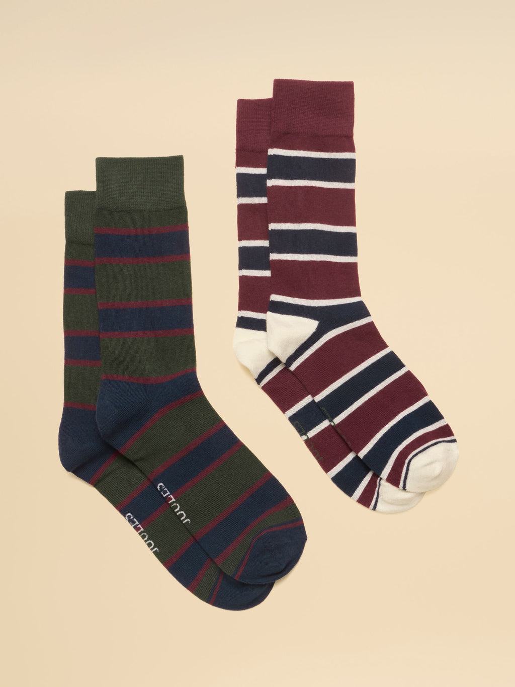 Joules Kingsbury Green Stripe Socks 2 Pack