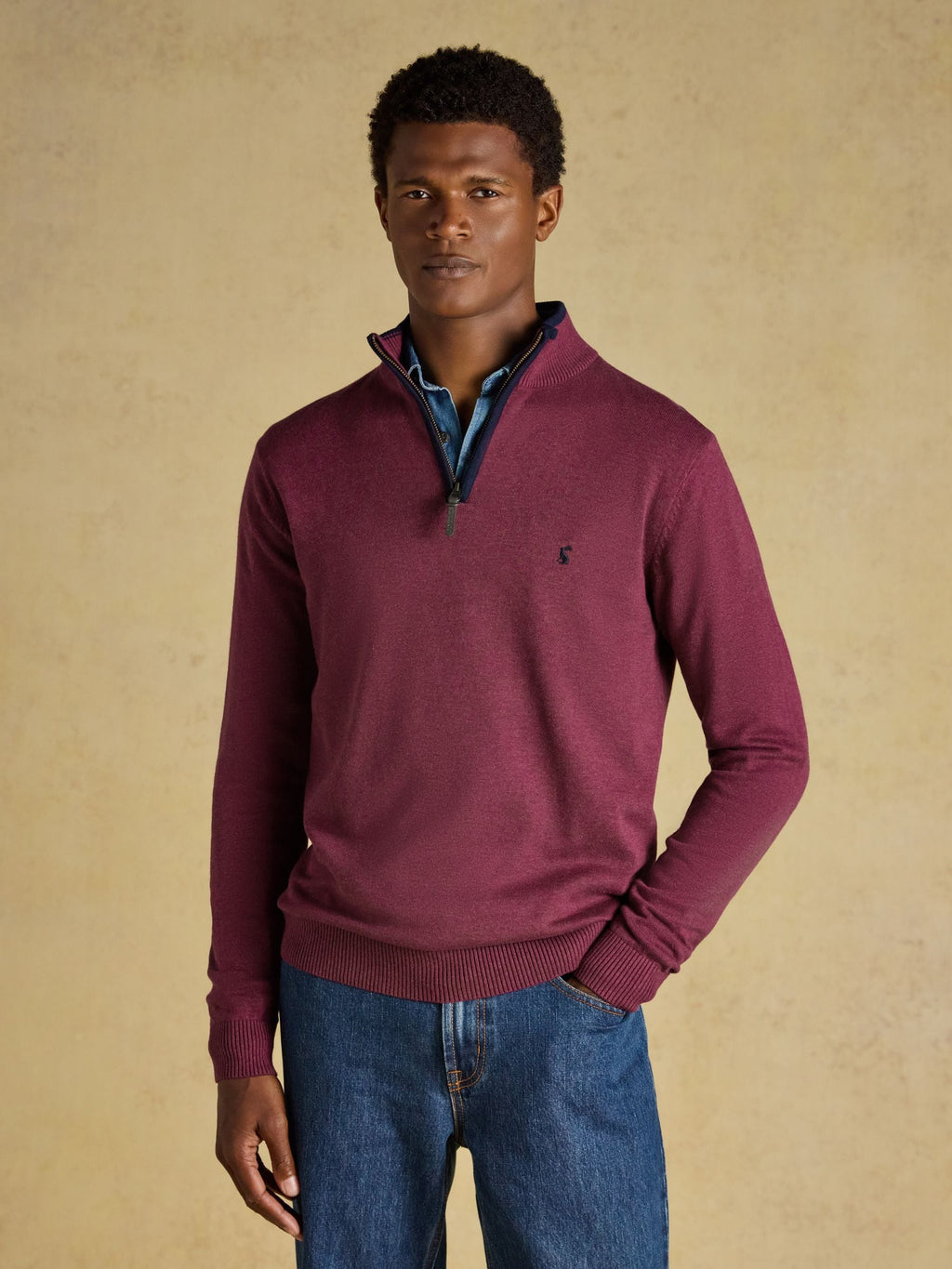 Joules Hillside Quarter Zip Jumper - Plum