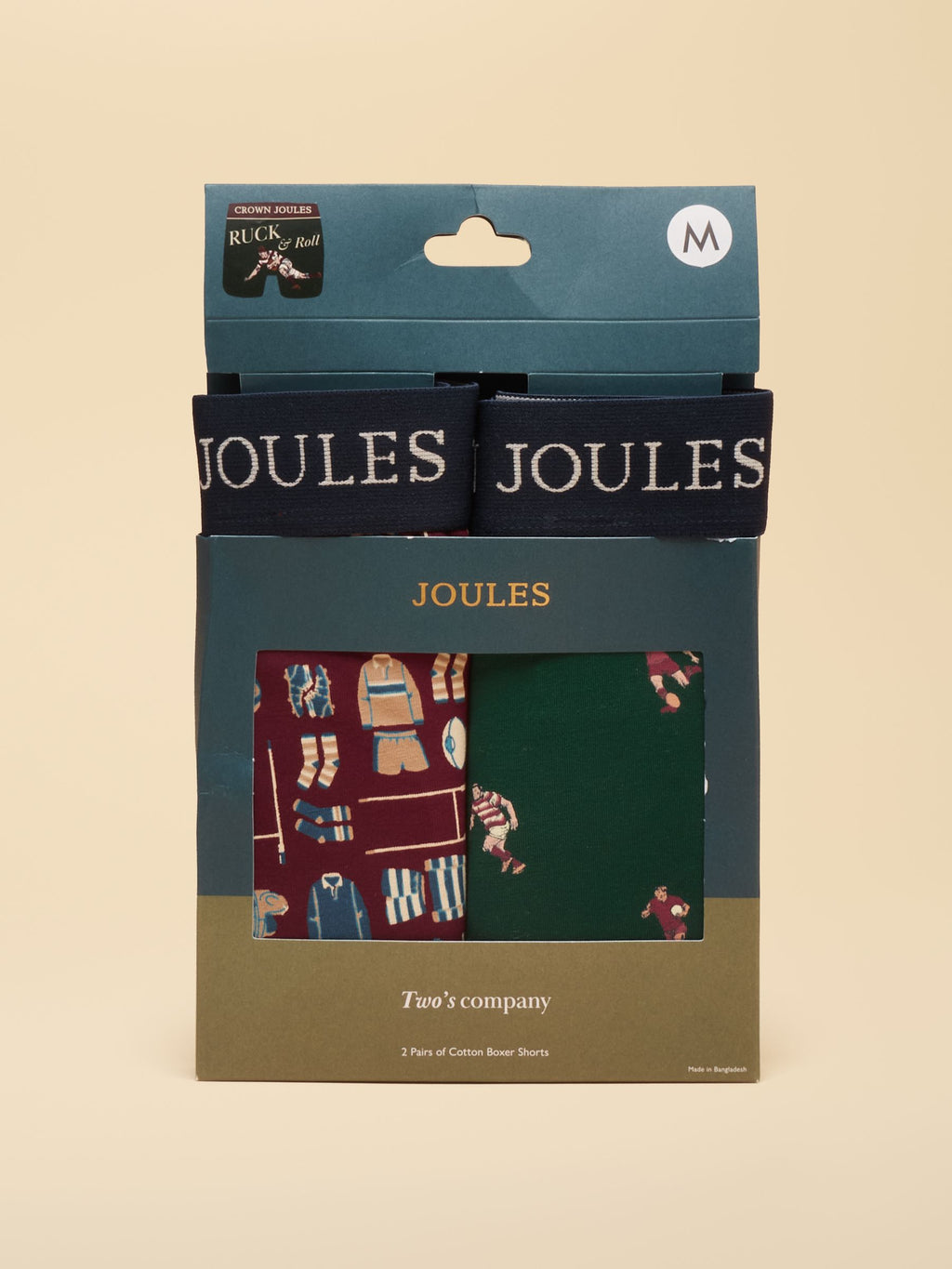 Joules Ruck and Roll Red/Green Cotton Jersey Boxer Shorts 2 Pack