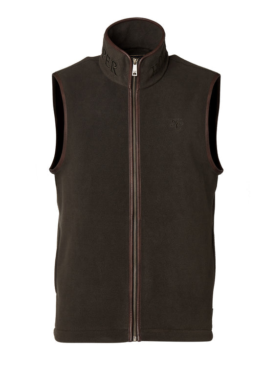 Brown fleece vest on a white background