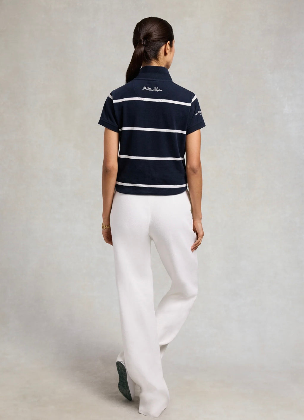 Holland Cooper Heritage Short Sleeve Stripe Polo Shirt Ink Navy