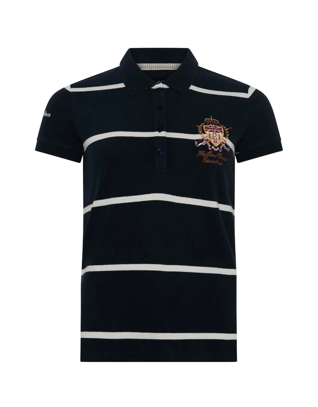 Holland Cooper Heritage Short Sleeve Stripe Polo Shirt Ink Navy