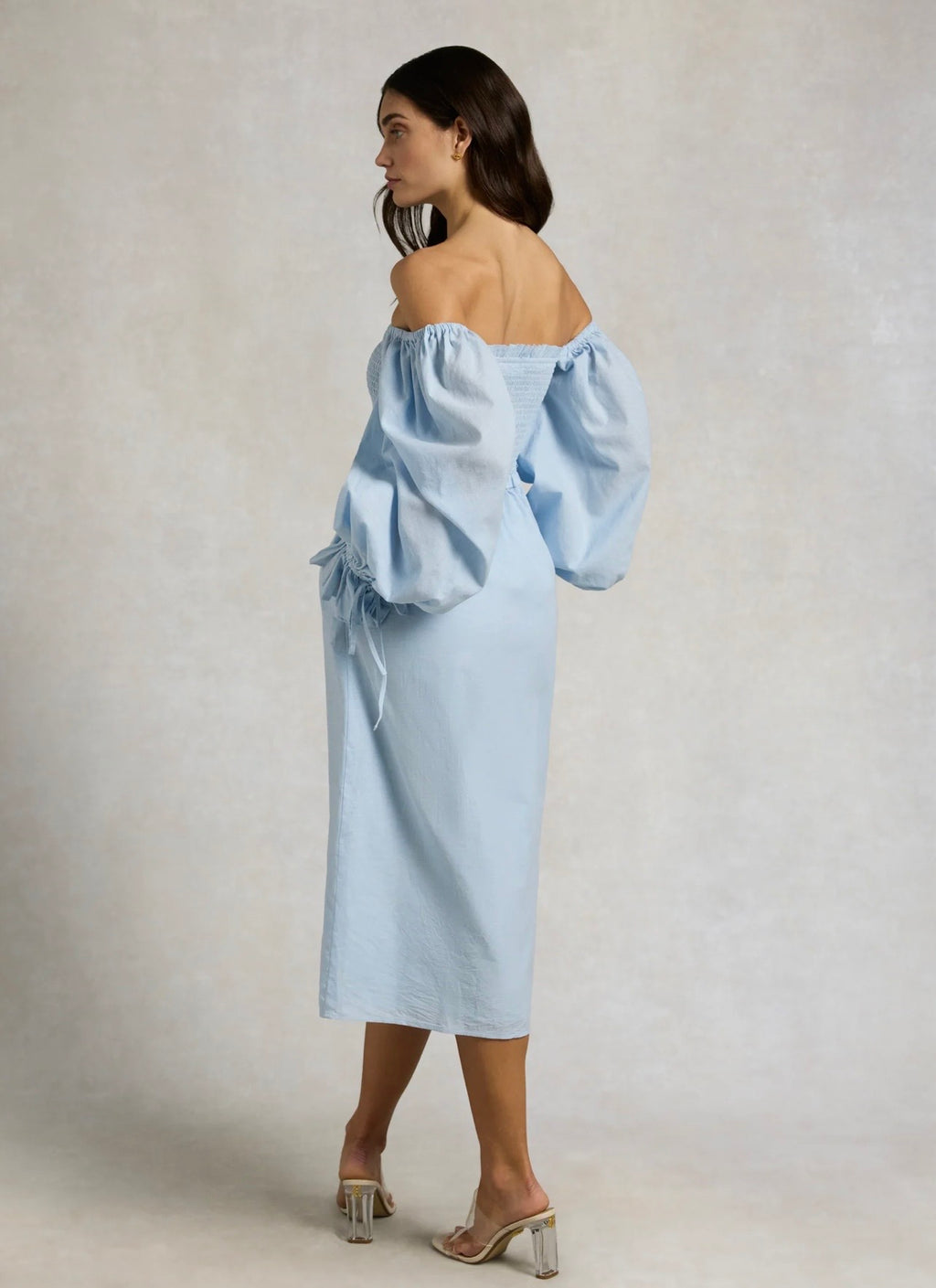 Holland Cooper Smock Dress Pale Blue Chambray