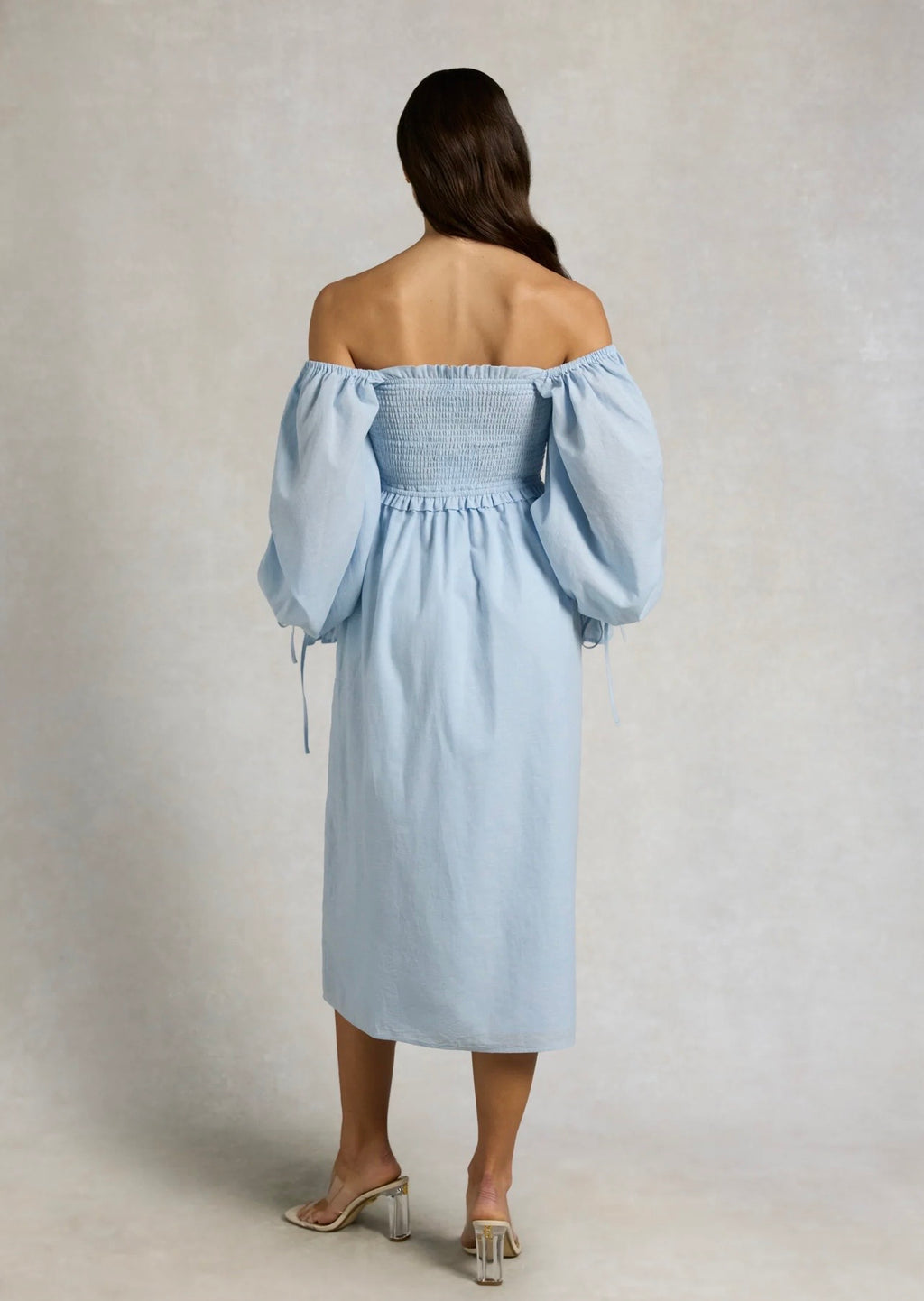 Holland Cooper Smock Dress Pale Blue Chambray