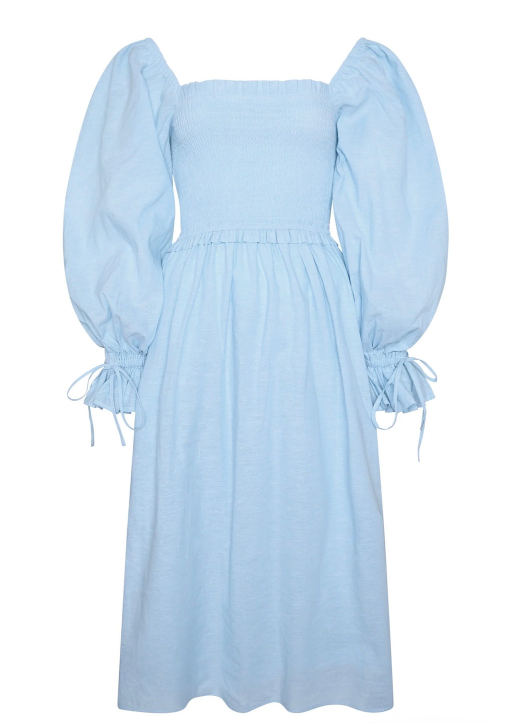 Holland Cooper Smock Dress Pale Blue Chambray