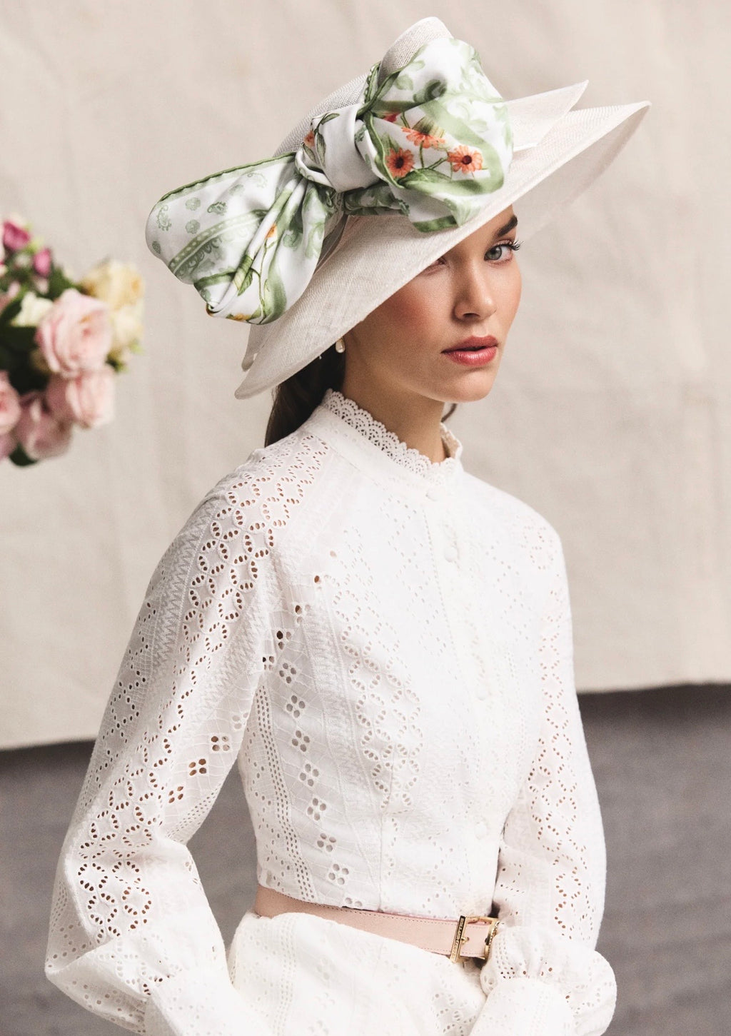 Holland Cooper Aimee Collarless Broderie Dress White