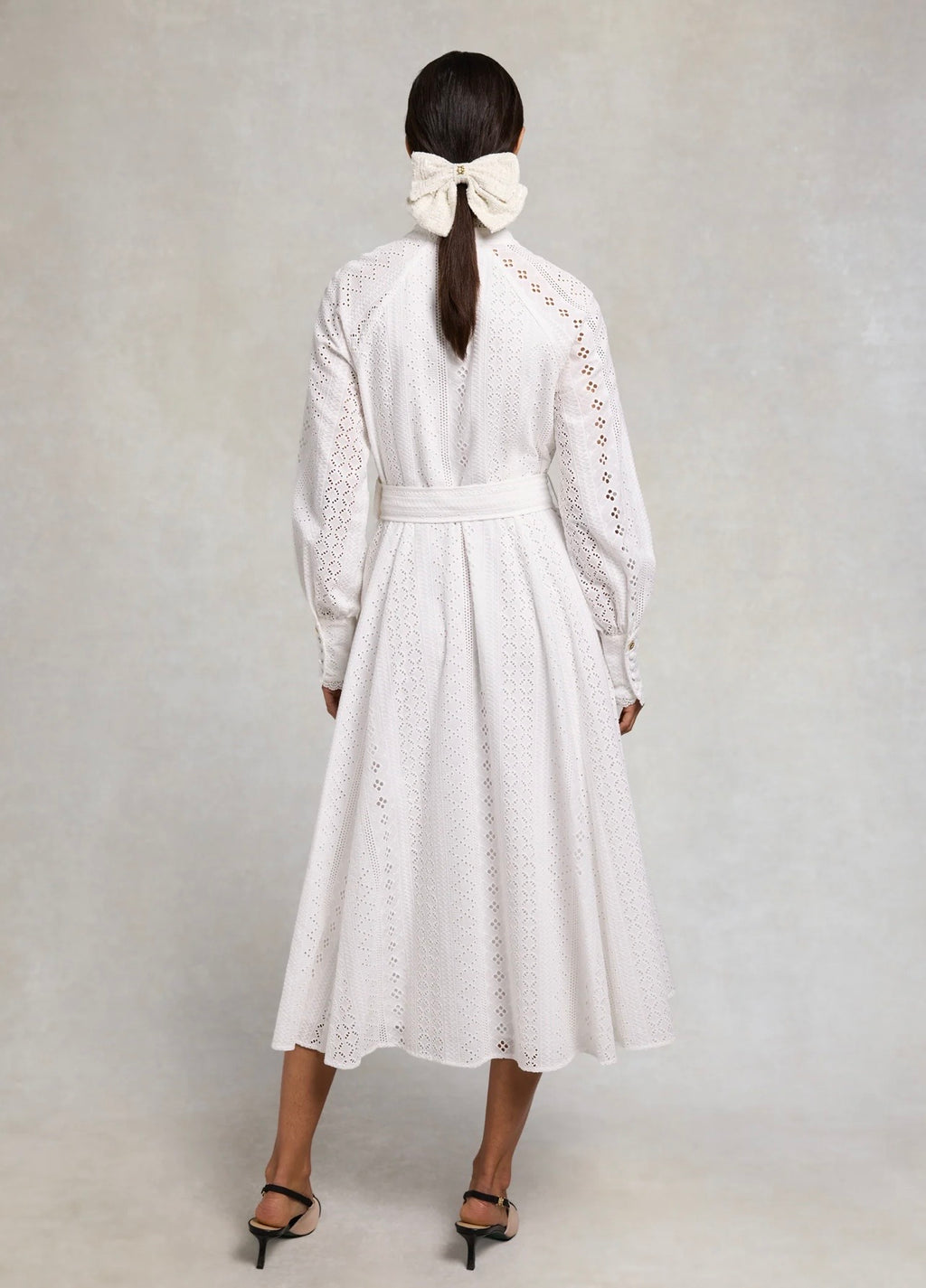 Holland Cooper Aimee Collarless Broderie Dress White