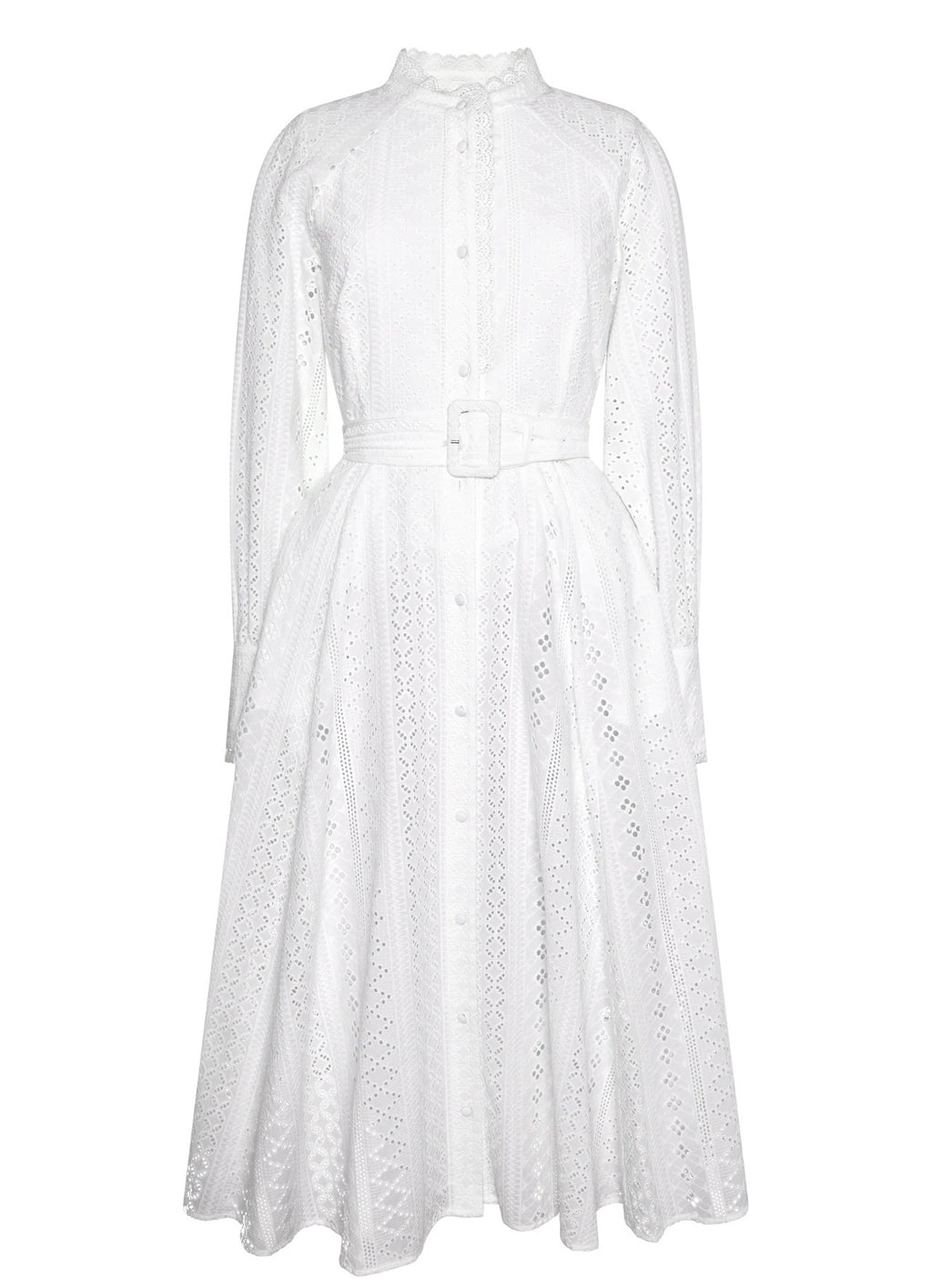 Holland Cooper Aimee Collarless Broderie Dress White