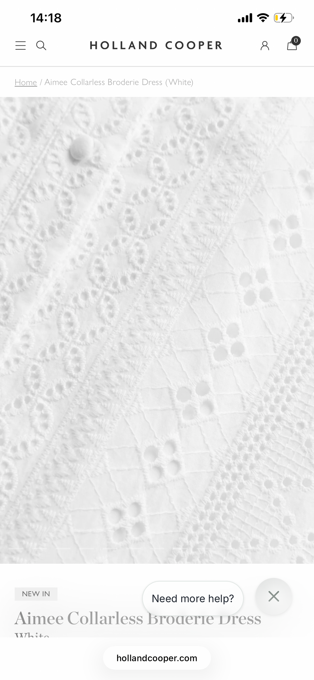 Holland Cooper Aimee Collarless Broderie Dress White