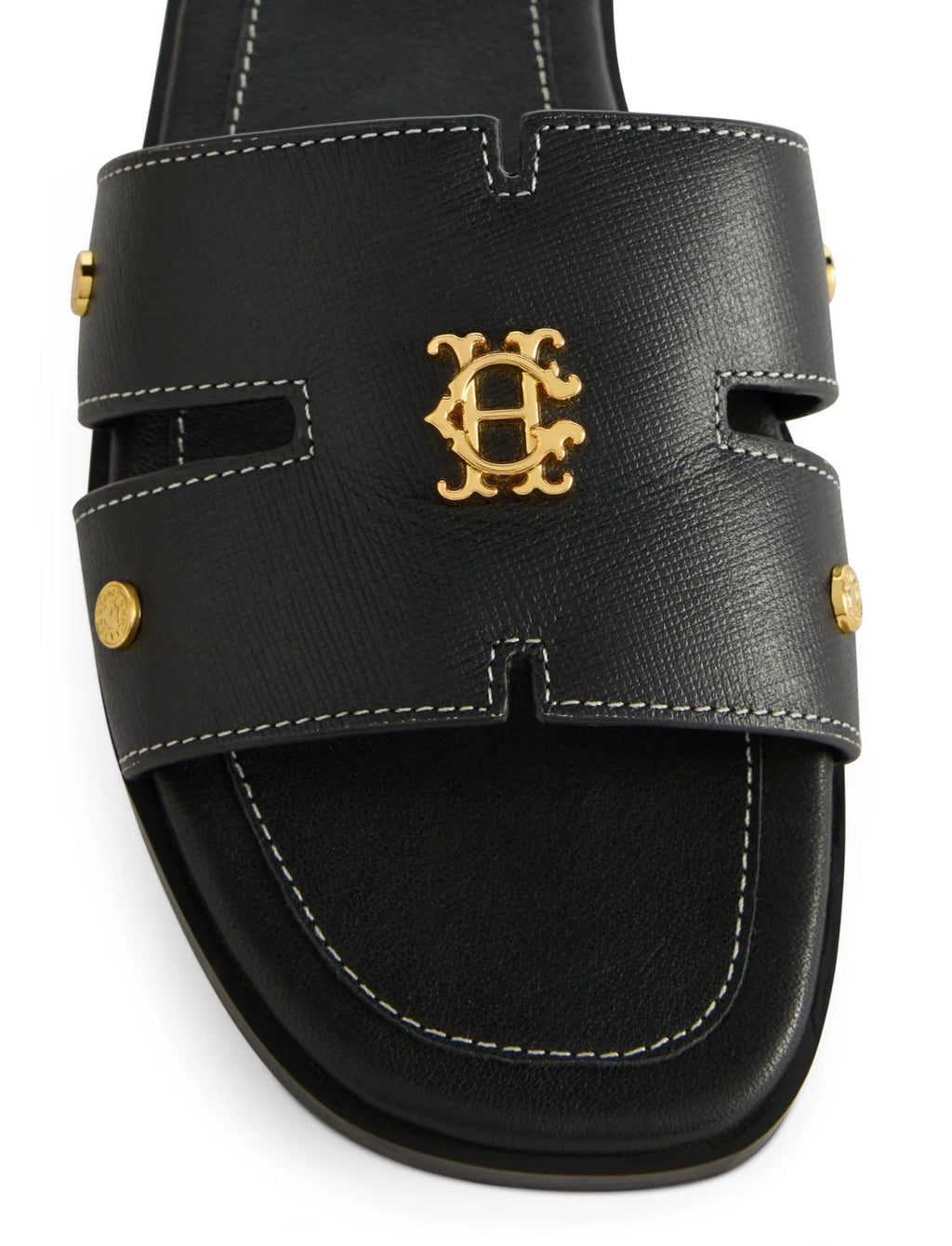 Holland Cooper Heraldic Monogram Slides Black Saffiano