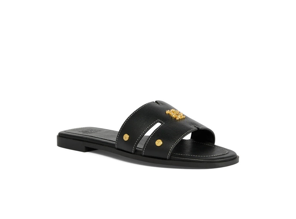 Holland Cooper Heraldic Monogram Slides Black Saffiano