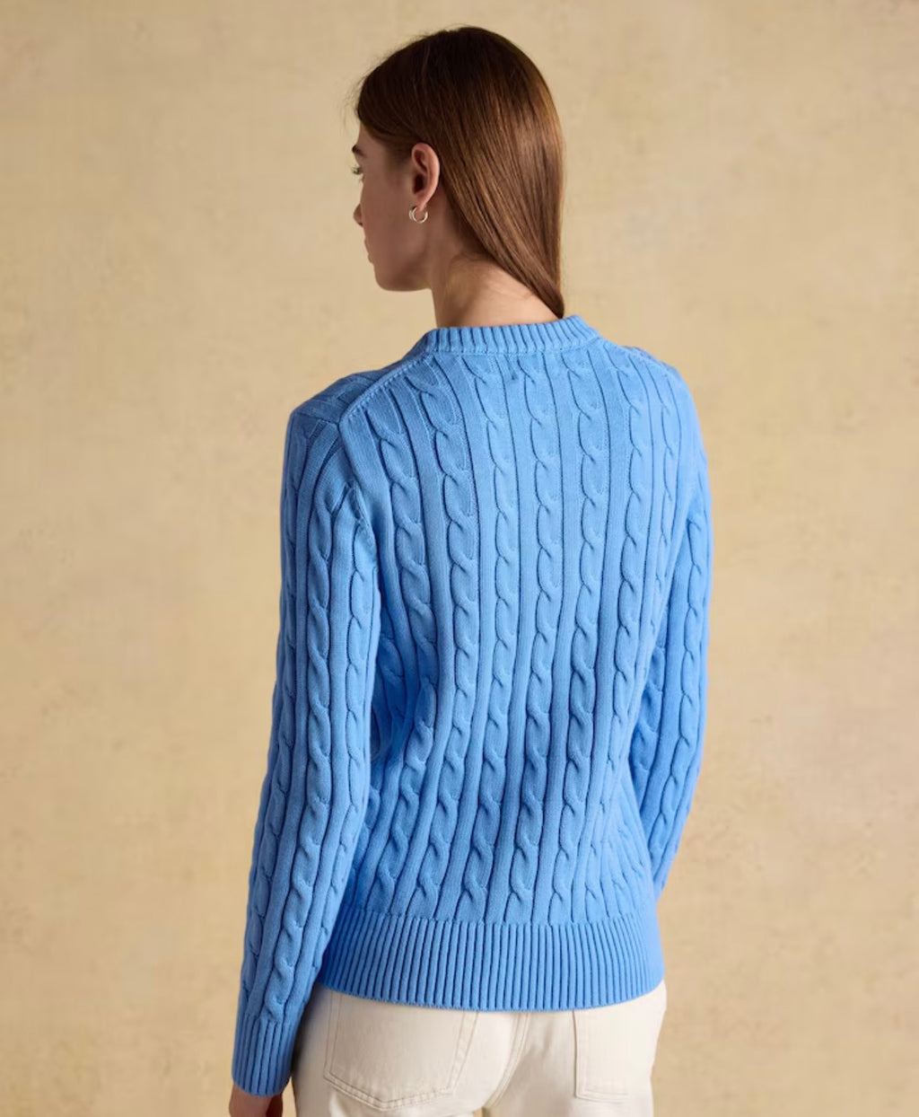 Joules Blue Classic Crew Neck Cotton Cable Knit Jumper