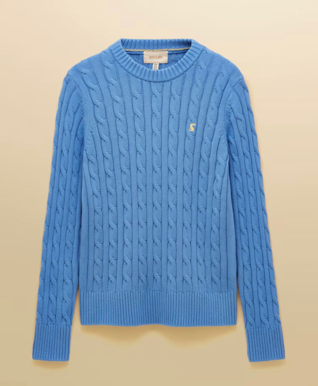 Joules Blue Classic Crew Neck Cotton Cable Knit Jumper