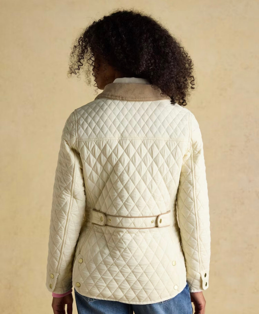 Joules Highclere Neutral Diamond Quilted Showerproof Jacket