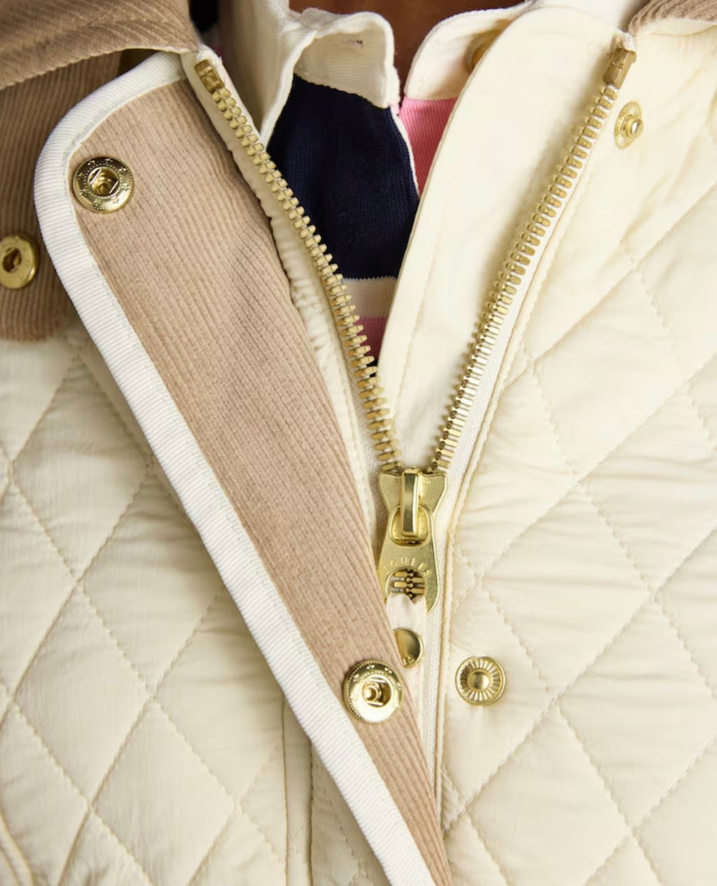 Joules Highclere Neutral Diamond Quilted Showerproof Jacket