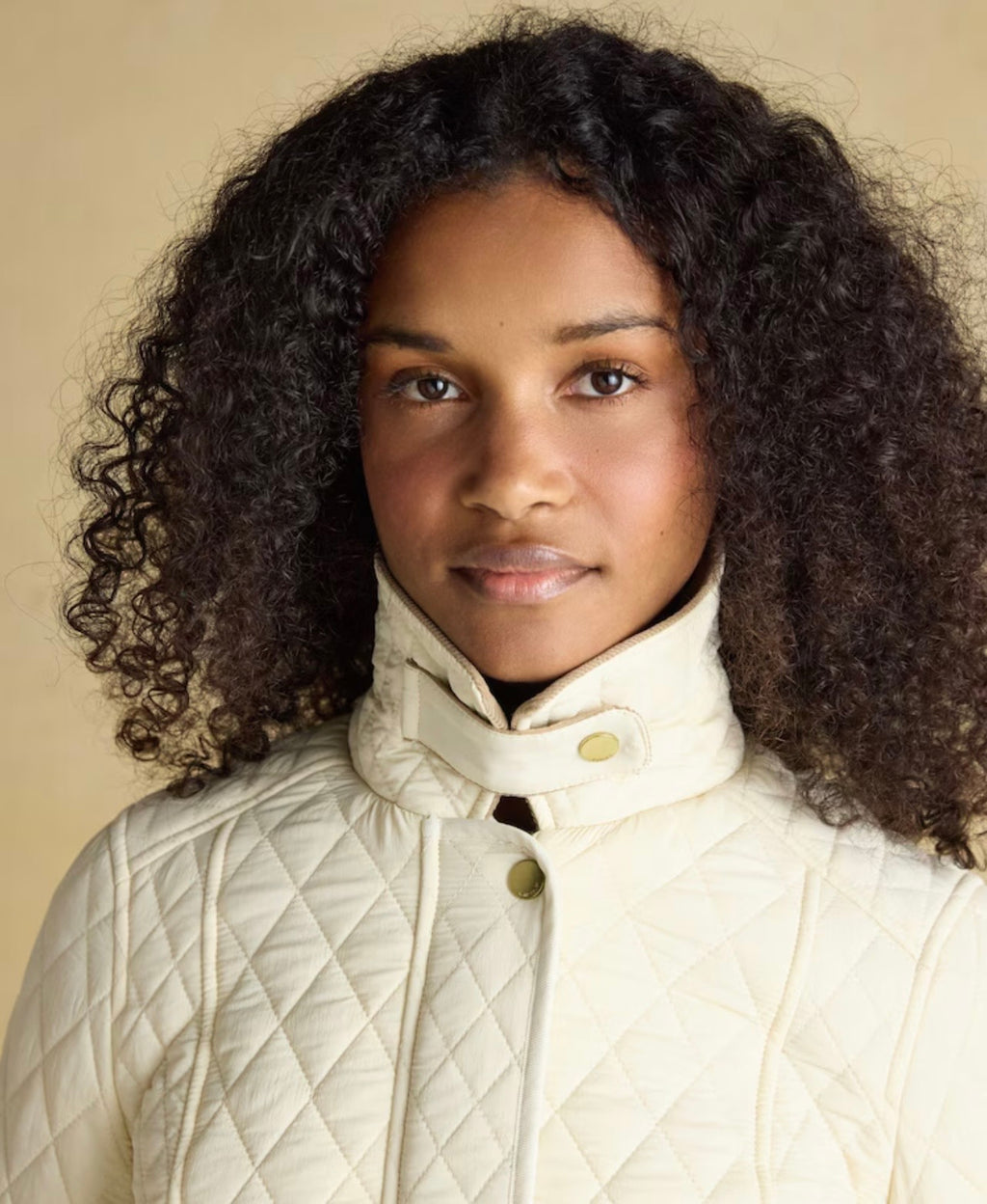 Joules Highclere Neutral Diamond Quilted Showerproof Jacket