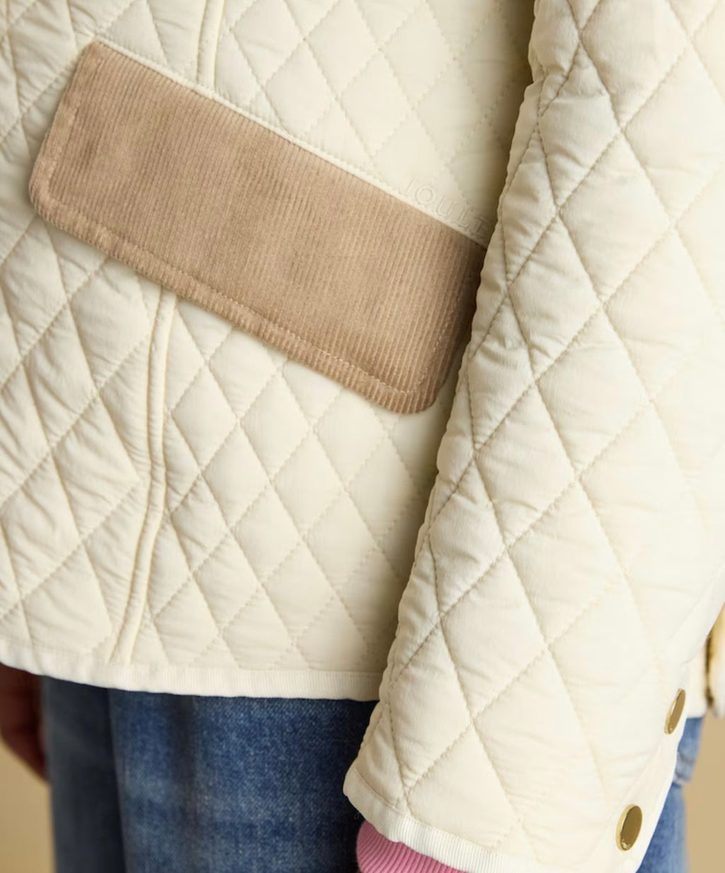 Joules Highclere Neutral Diamond Quilted Showerproof Jacket