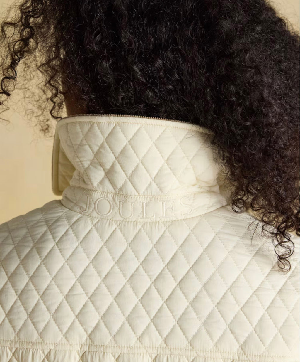 Joules Highclere Neutral Diamond Quilted Showerproof Jacket