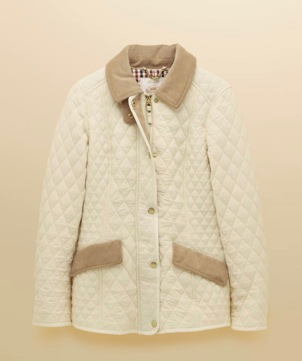 Joules Highclere Neutral Diamond Quilted Showerproof Jacket
