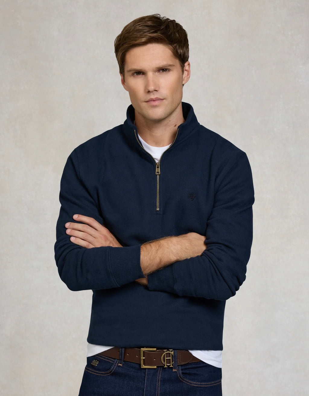 Holland Cooper Men's Quarter Zip Sweat Ink Navy