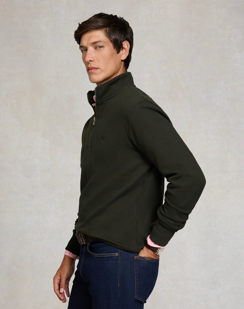Holland Cooper Men's Quarter Zip Sweat Racing Green