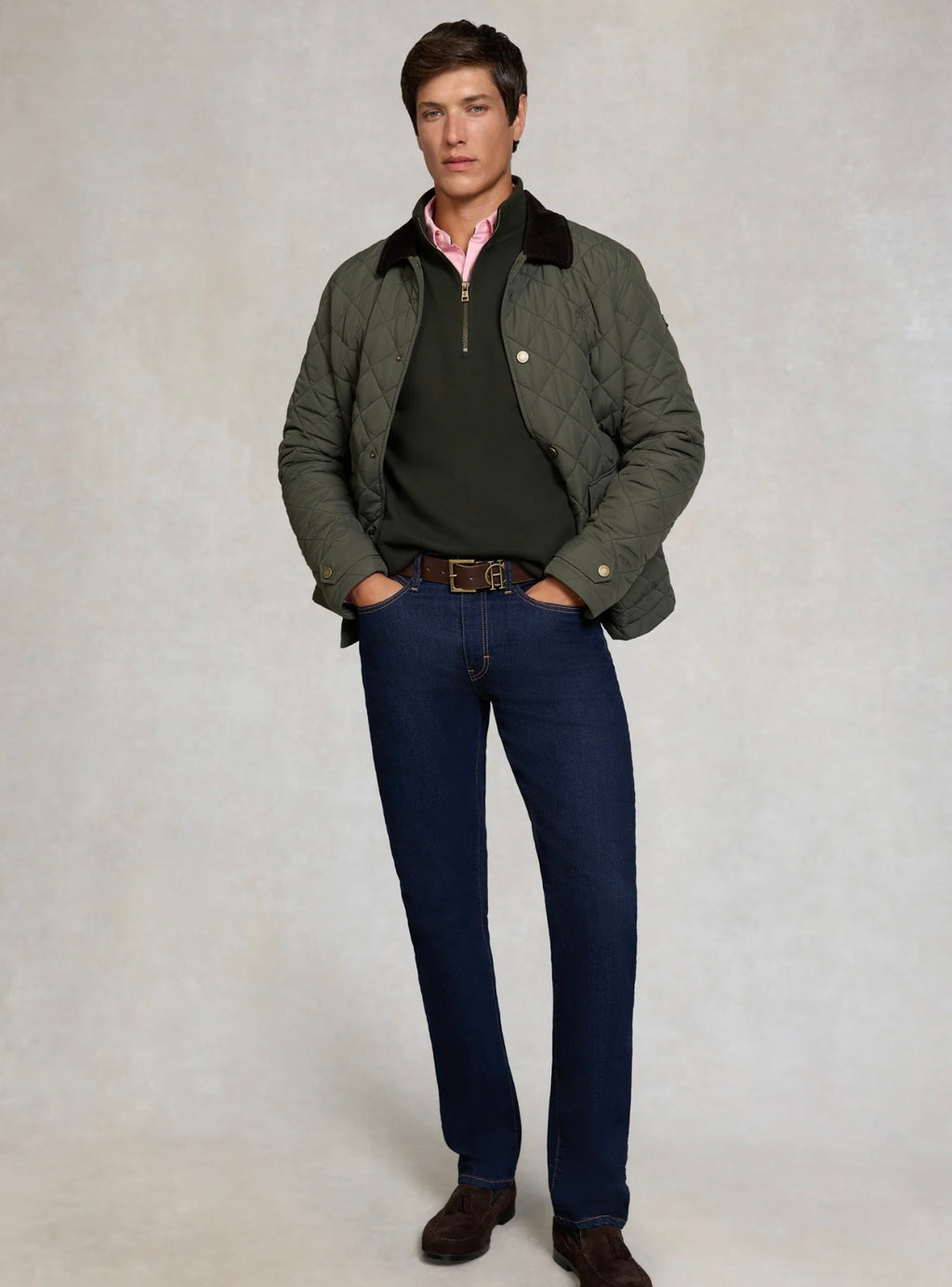 Holland Cooper Men's Quarter Zip Sweat Racing Green