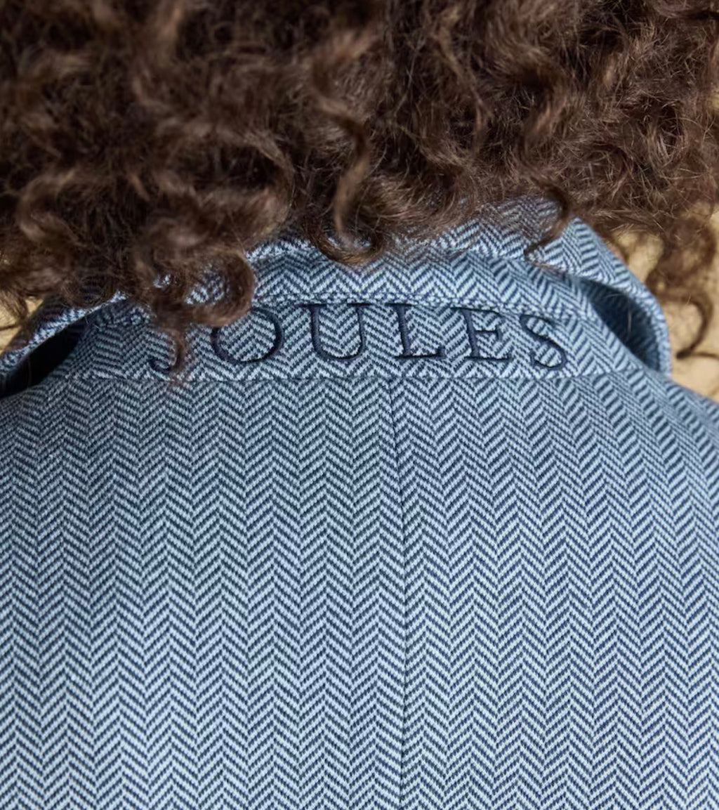 Joules Albury Blue Herringbone Jersey Tweed Blazer