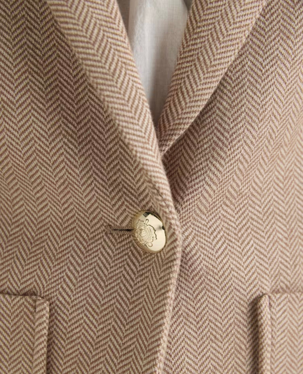 Joules Albury Tan Brown Herringbone Jersey Tweed Blazer