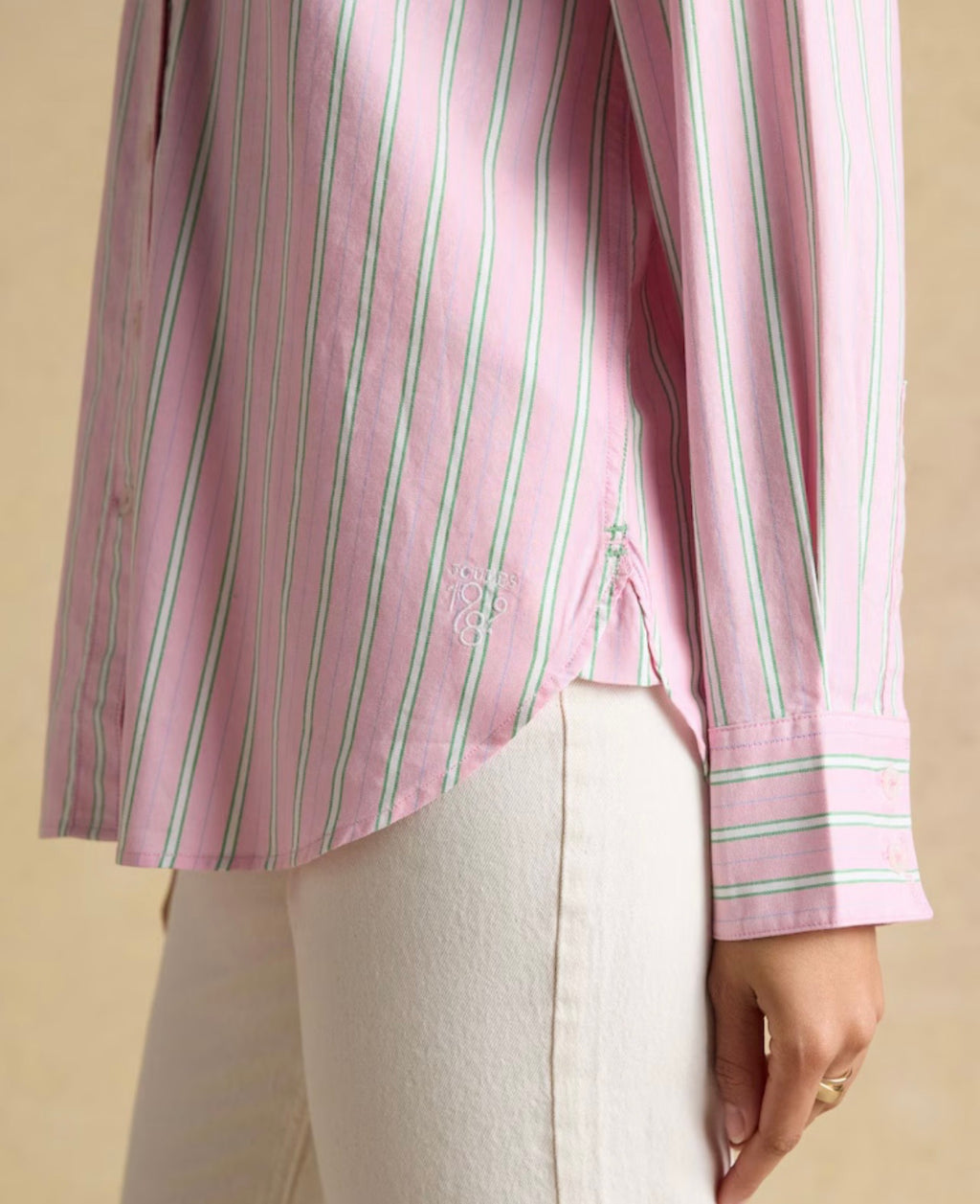 Joules Pink Striped Boyfriend Fit Oxford Shirt